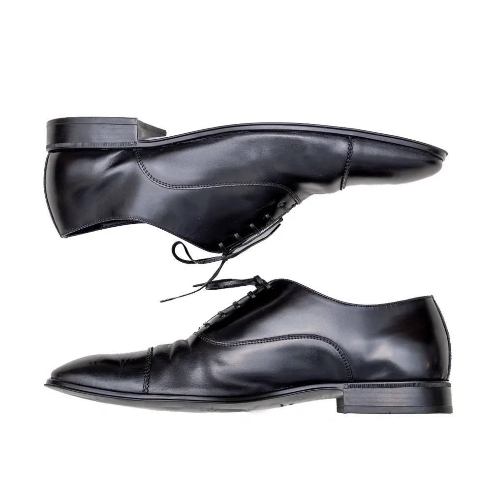 Salvatore Ferragamo Black‎ Leather Cap-Toe Oxfords – Men’s Size US 9.5D
